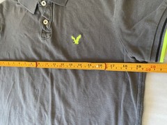 American Eagle Polo Shirt Men’s Small Gray Lime Green Accent Athletic Fit Casual