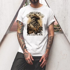 Outlaw Cowboy Skull Unisex T-shirt | Vintage Western Skeleton Horse Rider Shirt