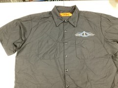 Red Cap Work Shirt Black W Blue And Gray Pinstripe Printed