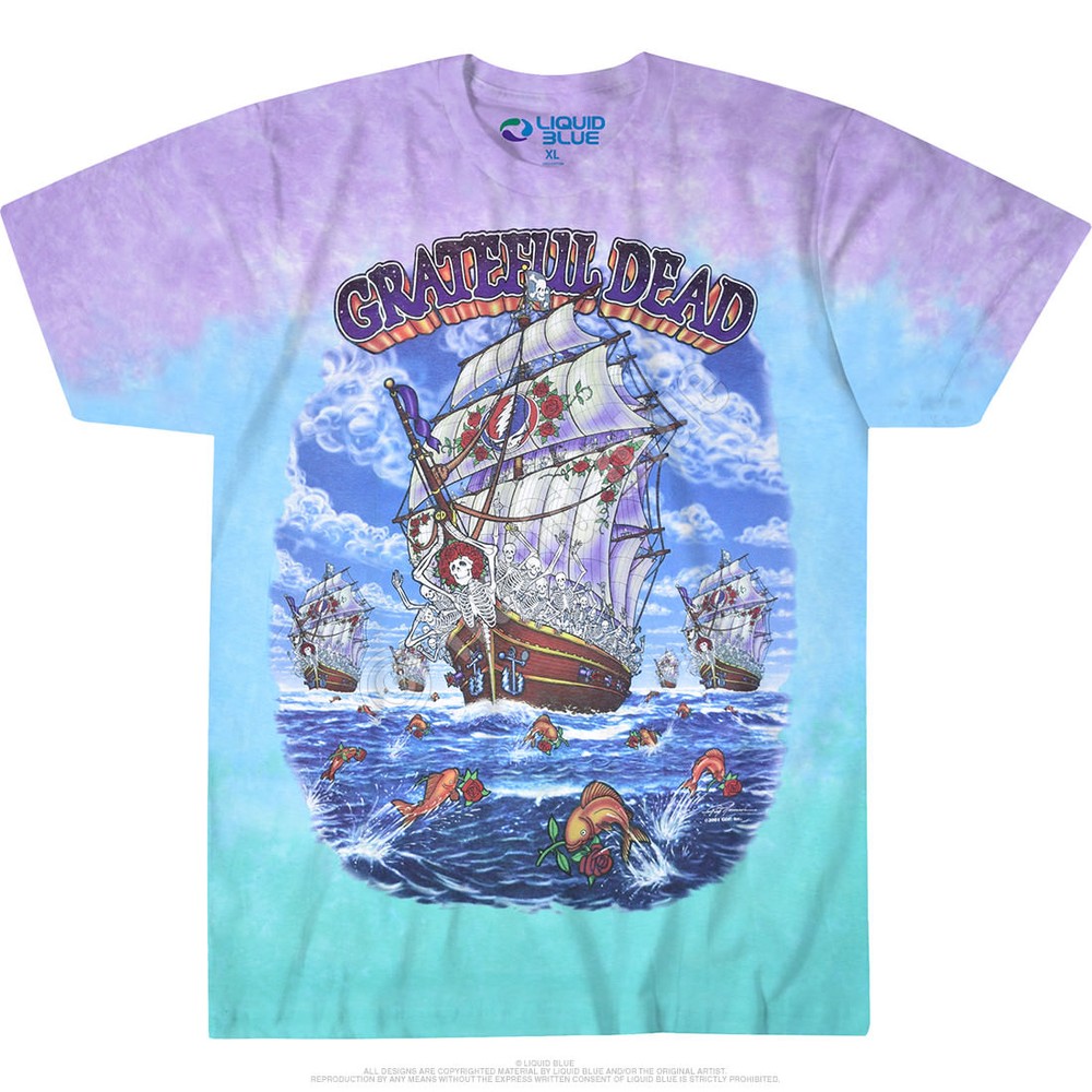 GRATEFUL DEAD-SHIP OF FOOLS-2 Sdd TIE DYE T-SHIRT S-M-L-XL-2X Garcia,Lesh,Wier
