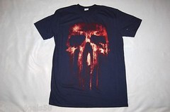 Mens S/S Tee Shirt NAVY BLUE Red Flame Skull SIZE L 42-44