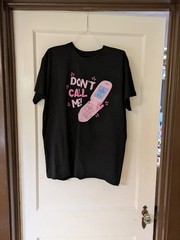 Black Tee Shirt Size Large Pink Machine Wash Cold Dont Call Me 2 Busy 4 U Cell