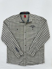 S.Oliver Men’s White Plaid Cotton Button-Up Shirt L/XL Long Sleeve