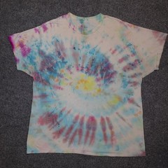 Hanes Tie Dye Short Sleeve Comfort Soft T-Shirt XL Pastel Pink Blue Yellow