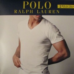 2 POLO RALPH LAUREN 2XL 3XL 4XL COTTON WHITE BLACK V NECK T-SHIRTS UNDERSHIRTS