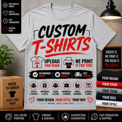Big & Tall 2 sided Custom 7XL 1 Custom Black Tee Shirt Print on Front & Back