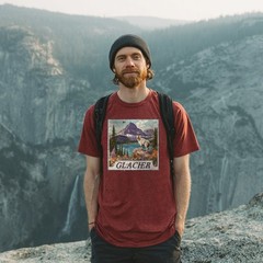 Glacier National Park Shirt Montana Stamp T Shirt Camping Hiking Wildlife Nature