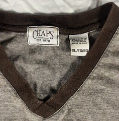 Brown Chaps V Neck Men’s Medium Short Sleeve T Shirt Cotton Blend