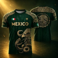 Unisex Mexico National Team Jersey Shirts – Aztec Eagle Snake Graphic Sports Tee