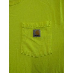 Carhartt Pocket T-Shirt Men’s Large Tall Hi Vis Yellow Loose Fit Workwear Tee
