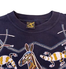 Vintage Aboriginal art cop painting t shirt all over print Churinga designs XL