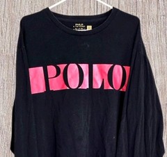 Polo Ralph Lauren Long Sleeve T-Shirt Black w Red Pony And Spellout Sz 3XL