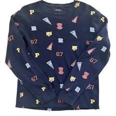 Polo Ralph Lauren Henley Shirt Mens M 100% Cotton Waffle Knit Preppy Blue Medium