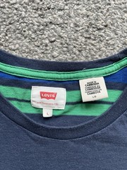 Levis Striped T Shirt Mens Large L Navy Blue Red Yellow Green Retro Graphic Tee