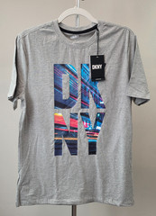 DKNY Men’s Size S Logo Stretch Cotton T-Shirt Heather Grey #DK43GT790