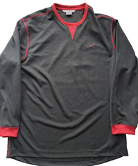 Vintage Men’s Nike Y2K Long-Sleeve Shirt Black w/Red Accents Size XL