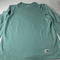 The North Face Men’s Green Solid Logo Cotton Knit Crew Neck Long Sleeve Tee S