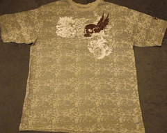 3XL Request Lightweight Textured Felt Skull Graphic Affliction Style T Shirt