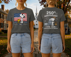 Snoopy 250th Anniversary T Shirt Front Back 1776 2026 America 4th Of July Tee