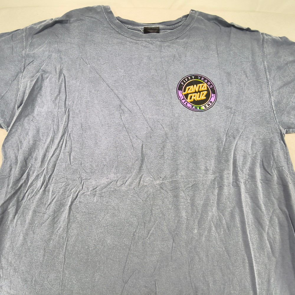 Santa Cruz Casual Graphic Crew Neck Short Sleeve Shirt Mens Size Large L Blue