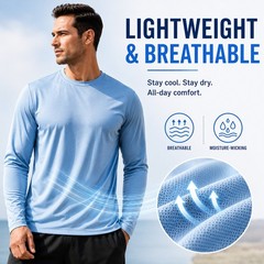 5-Pack Men’s Moisture Wicking Long Sleeve Peformance Athletic Tee T-Shirt S-2XL
