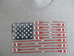 J Crew Oars American Flag Graphic Tee T Shirt Size XL Easy Care Lightweight