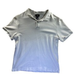 H&M Regular Fit Ribbed Ivory Polo Shirt Size Large
