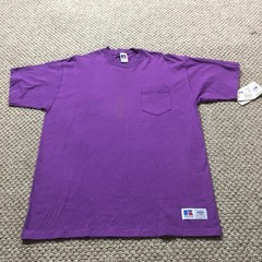 Vintage Russell Athletic Shirt Mens Large Purple Pocket High Cotton Tee USA NOS