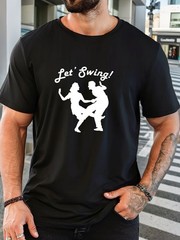 Men’S Swing Dance Party! Patterned Summer Casual Crew Neck Short Sleeve T-Shir