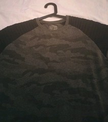 Phat Farm Mens T-shirt L Gray Classic America Flava Camo Pleated Black Sleeves