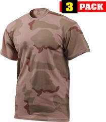 Tri Color Desert Camouflage T-Shirts Mens Tactical Short Sleeve Shirt 3 PACK