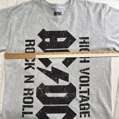 AC/DC T Shirt Medium Unisex Gray Wash Graphic Print Band Tee High Voltage NWOT