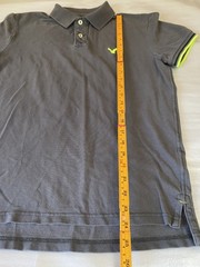 American Eagle Polo Shirt Men’s Small Gray Lime Green Accent Athletic Fit Casual