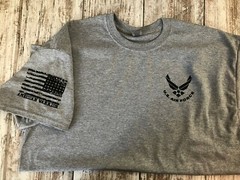Air Force Military T-shirt With DD-214 Alumni USAF Chest Logo 190G