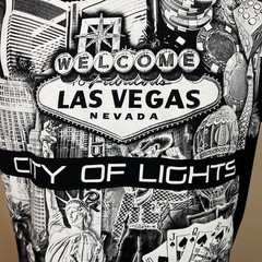 Las Vegas “City Of Lights” AOP T-Shirt Adult L Black & White All Over Print Y2K