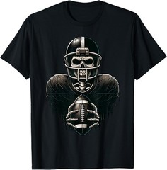 NEW LIMITED Halloween Skeleton Football Player Spooky Sports Graphic T-Shirt