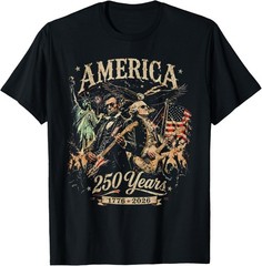 George Washington Lincoln Playing Guitar Abe Lincoln 250th T-Shirt