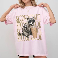 Second Grade Raccoon T Shirt Back To School Cool Trash Panda Graphic Tee