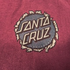 Santa Cruz Casual Crew Neck Short Sleeve Graphic Shirt Mens Size Large L Maroon
