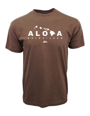 QUIKSILVER ALOHA BROWN GRAPHIC T SHIRT