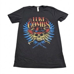 Extra Large Luke Combs Tour Shirt Black Skull Country Music Concert Graphic Tee