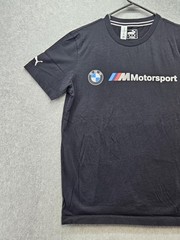 PUMA BMW Motorsport Shirt Mens Medium Black Graphic Racing Logo Cotton Jersey