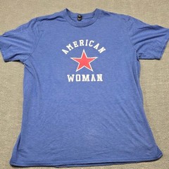 District American Woman Red Star Graphic Tee Heather Blue Tri-Blend XL Mens