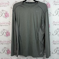 Nike long sleeve shirt dri fit grey silver Pro Combat Men’s Long Sleeve Gray Tee