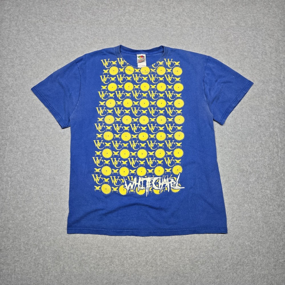 Vintage Whitechapel Rip Tee LV Print Sawblades Deathmetal Blue Tshirt Rare L