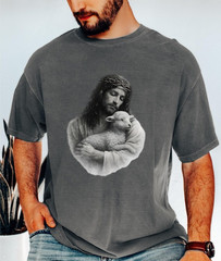 Jesus Holding Lamb Shirt, Christian Graphic Tee