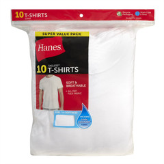 10 Pack Hanes Men’s Super Value Pack White Crew T-Shirt Undershirts, Comfort