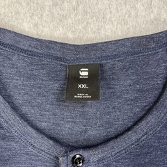 G-Star Raw Henley Shirt Mens XXL Blue Long Sleeve Knit Pattern Logo Buttons