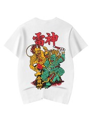 Niepce Japanese Streetwear T-shirt Thunder and Lightning God Graphic Tee for Men
