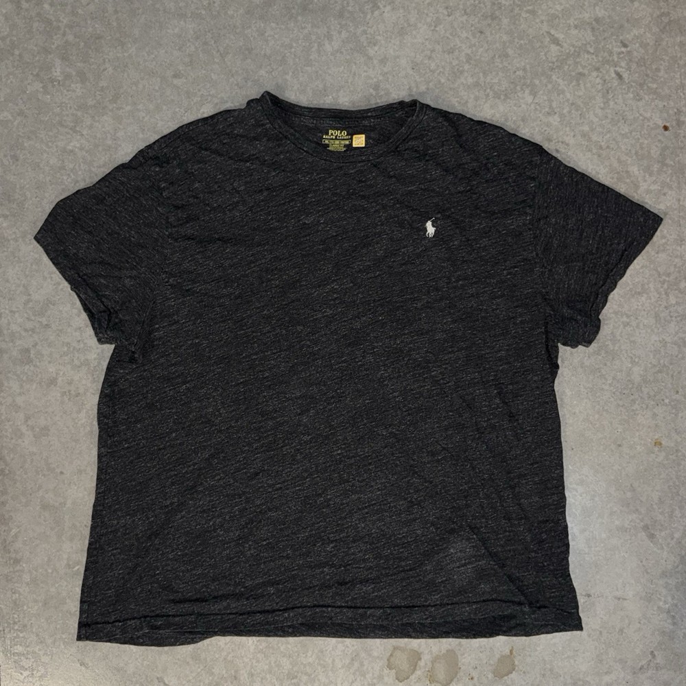 Mens XXL Polo Ralph Lauren Shirt Dark Charcoal Heather Gray Pony Logo Tee